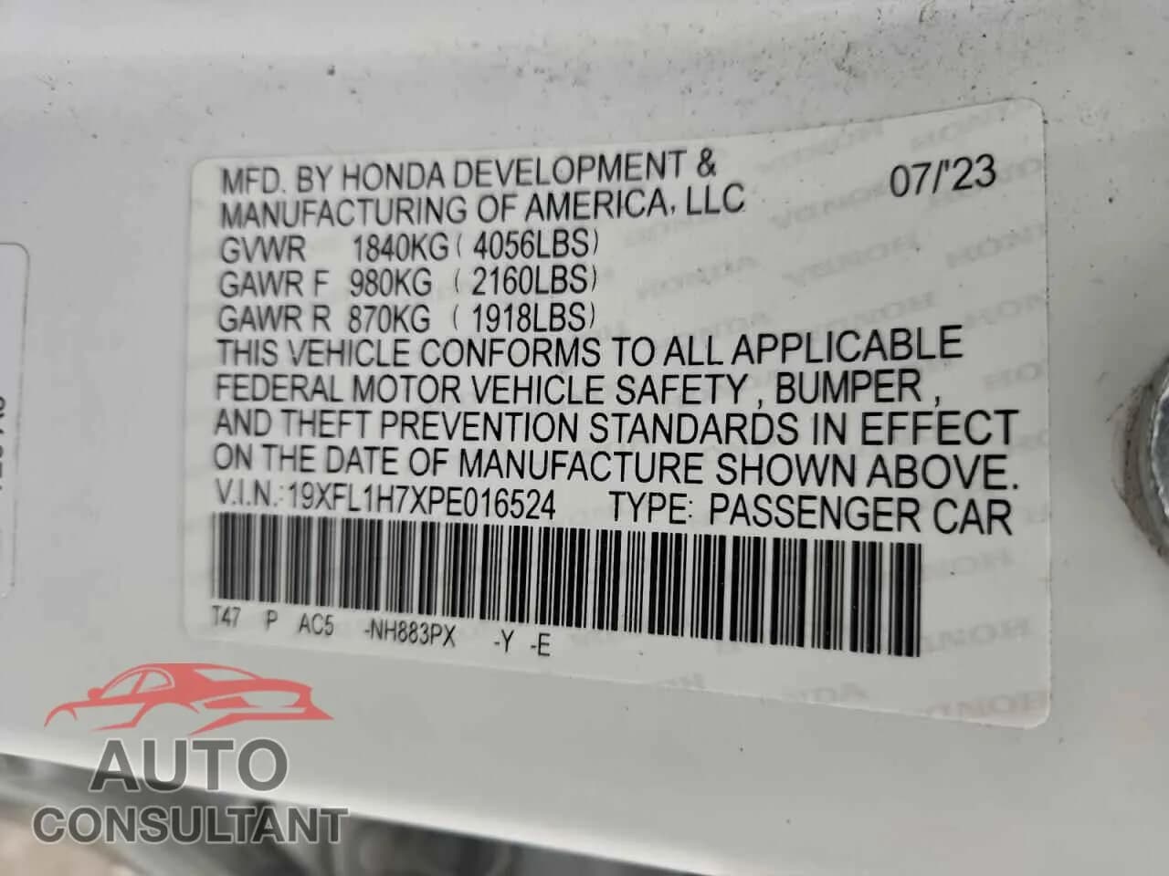 2023 HONDA CIVIC Damaged VIN 19XFL1H7XPE016524 – photo 12 2023 HONDA CIVIC Damaged VIN 19XFL1H7XPE016524 – photo 12