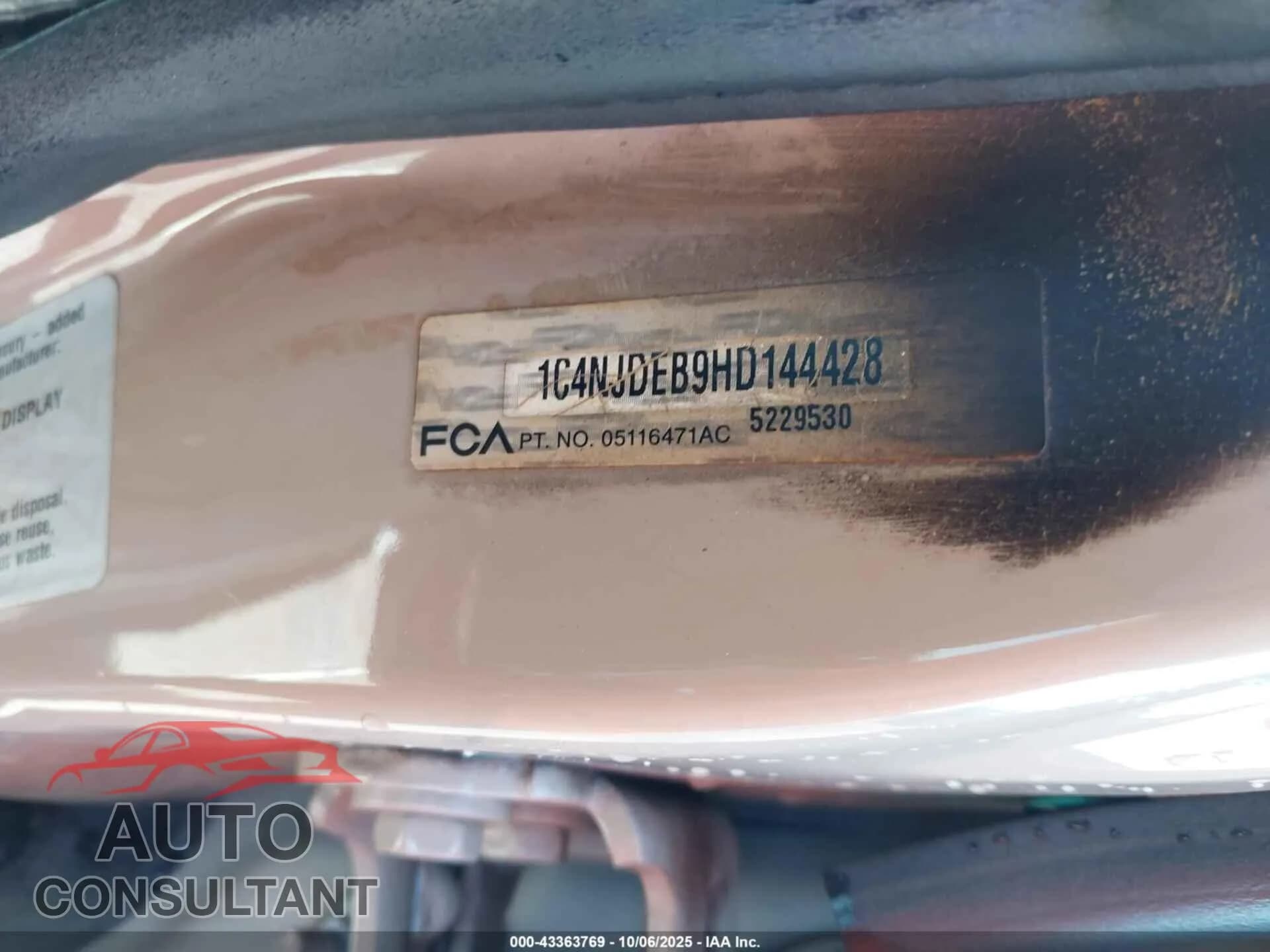 2017 JEEP COMPASS Damaged VIN 1C4NJDEB9HD144428 – photo 17 2017 JEEP COMPASS Damaged VIN 1C4NJDEB9HD144428 – photo 17