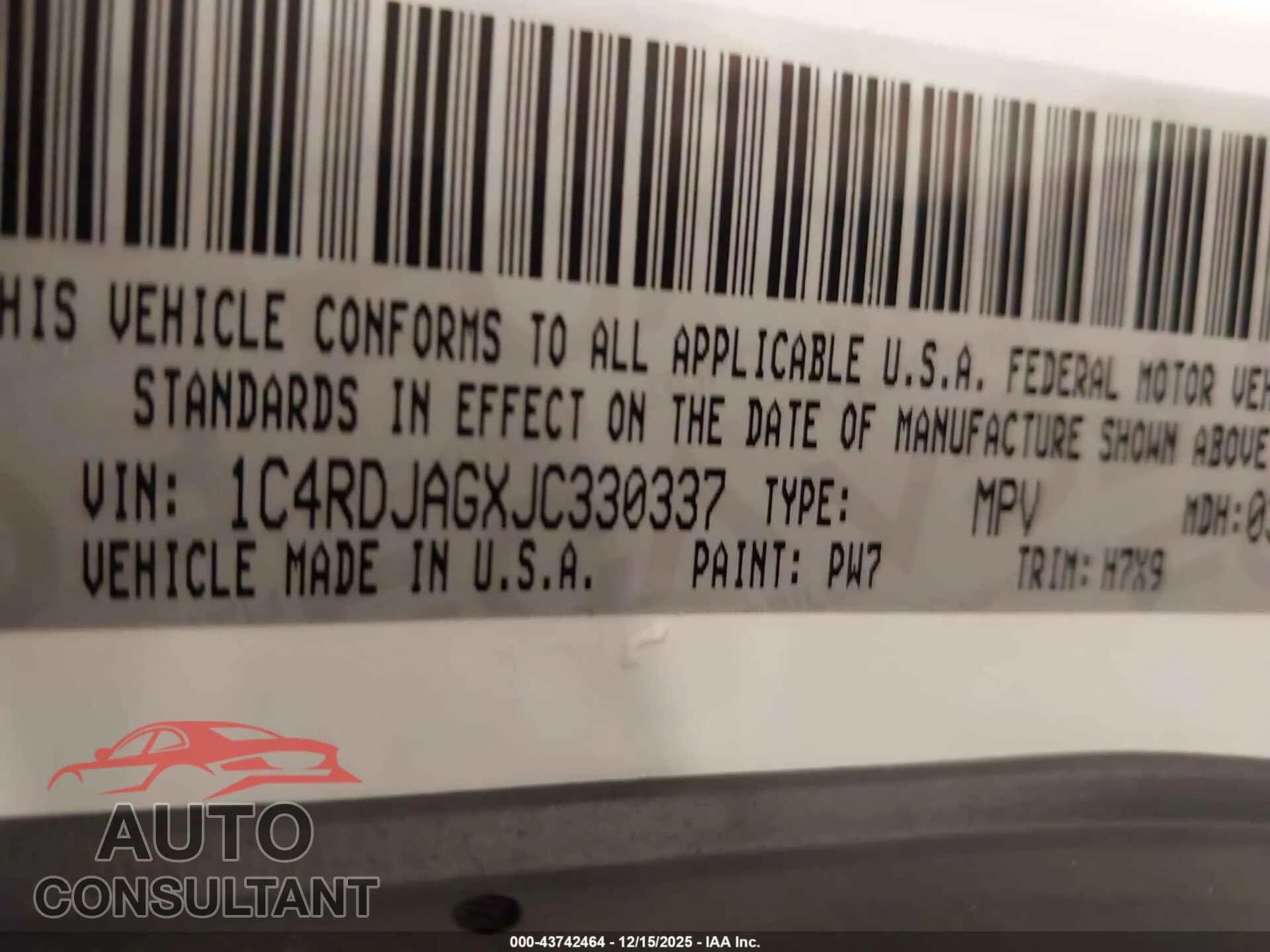 2018 DODGE DURANGO Damaged VIN 1C4RDJAGXJC330337 – trunk area 2018 DODGE DURANGO Damaged VIN 1C4RDJAGXJC330337 – trunk area