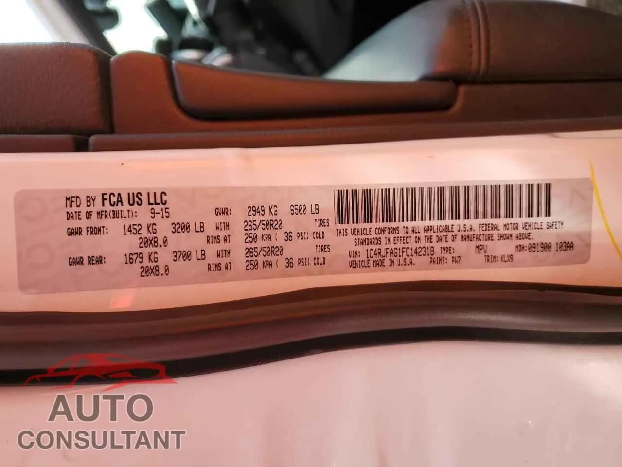 2015 JEEP GRAND CHER Damaged VIN 1C4RJFAG1FC142318 – photo 13 2015 JEEP GRAND CHER Damaged VIN 1C4RJFAG1FC142318 – photo 13