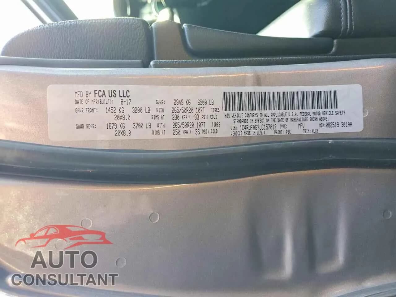 2018 JEEP GRAND CHER Damaged VIN 1C4RJFAG7JC157012 – photo 12 2018 JEEP GRAND CHER Damaged VIN 1C4RJFAG7JC157012 – photo 12