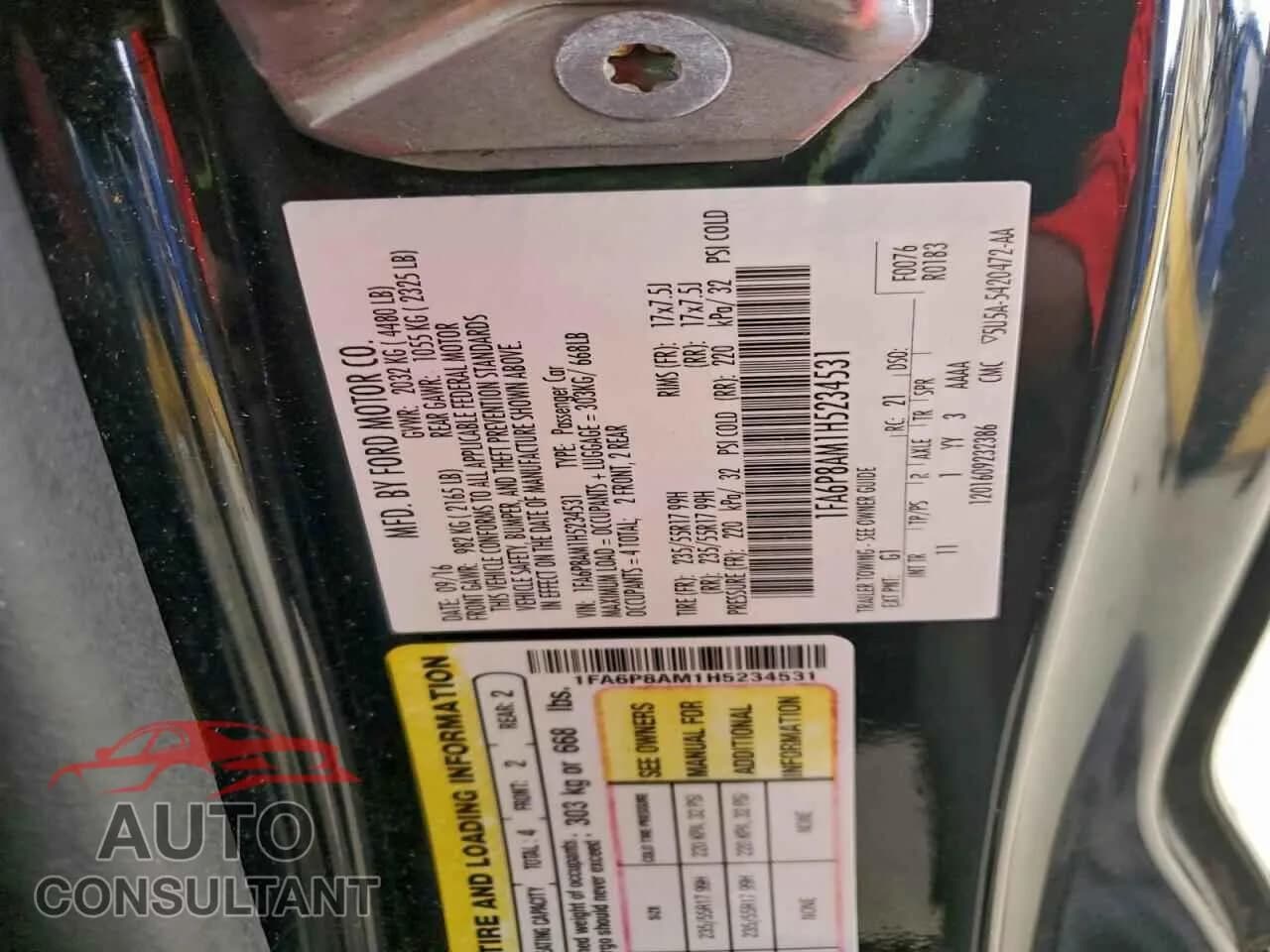 2017 FORD ALL Models Damaged VIN 1FA6P8AM1H5234531 – photo 13 2017 FORD ALL Models Damaged VIN 1FA6P8AM1H5234531 – photo 13