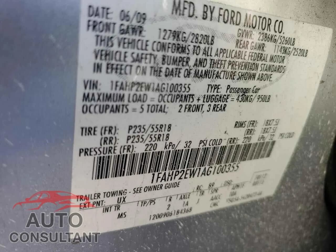 2010 FORD TAURUS Damaged VIN 1FAHP2EW1AG100355 – photo 12 2010 FORD TAURUS Damaged VIN 1FAHP2EW1AG100355 – photo 12