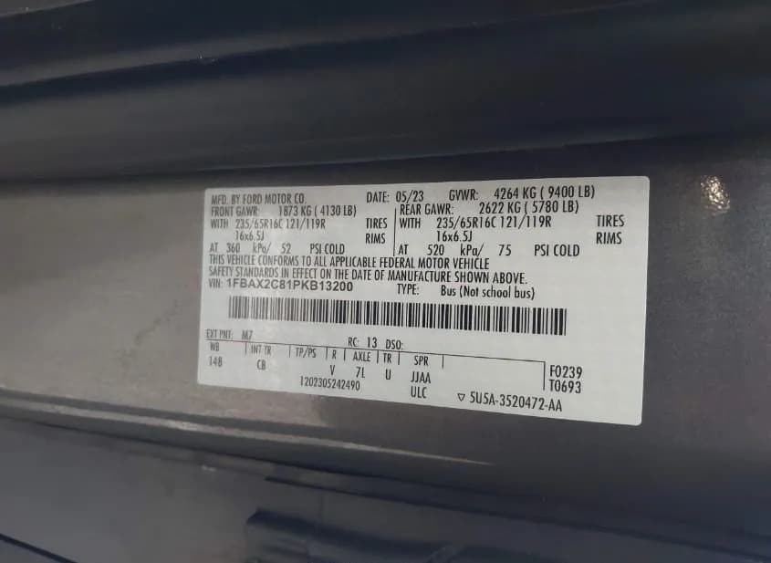 2023 FORD Transit Used VIN 1FBAX2C81PKB13200 – exterior detail 2023 FORD Transit Used VIN 1FBAX2C81PKB13200 – exterior detail