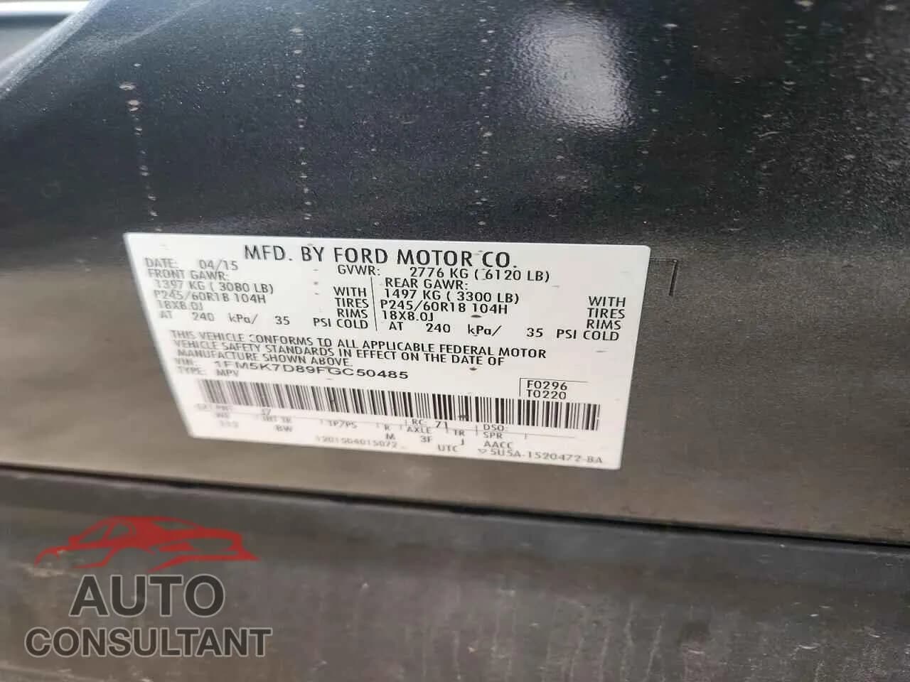 2015 FORD EXPLORER Damaged VIN 1FM5K7D89FGC50485 – photo 13 2015 FORD EXPLORER Damaged VIN 1FM5K7D89FGC50485 – photo 13