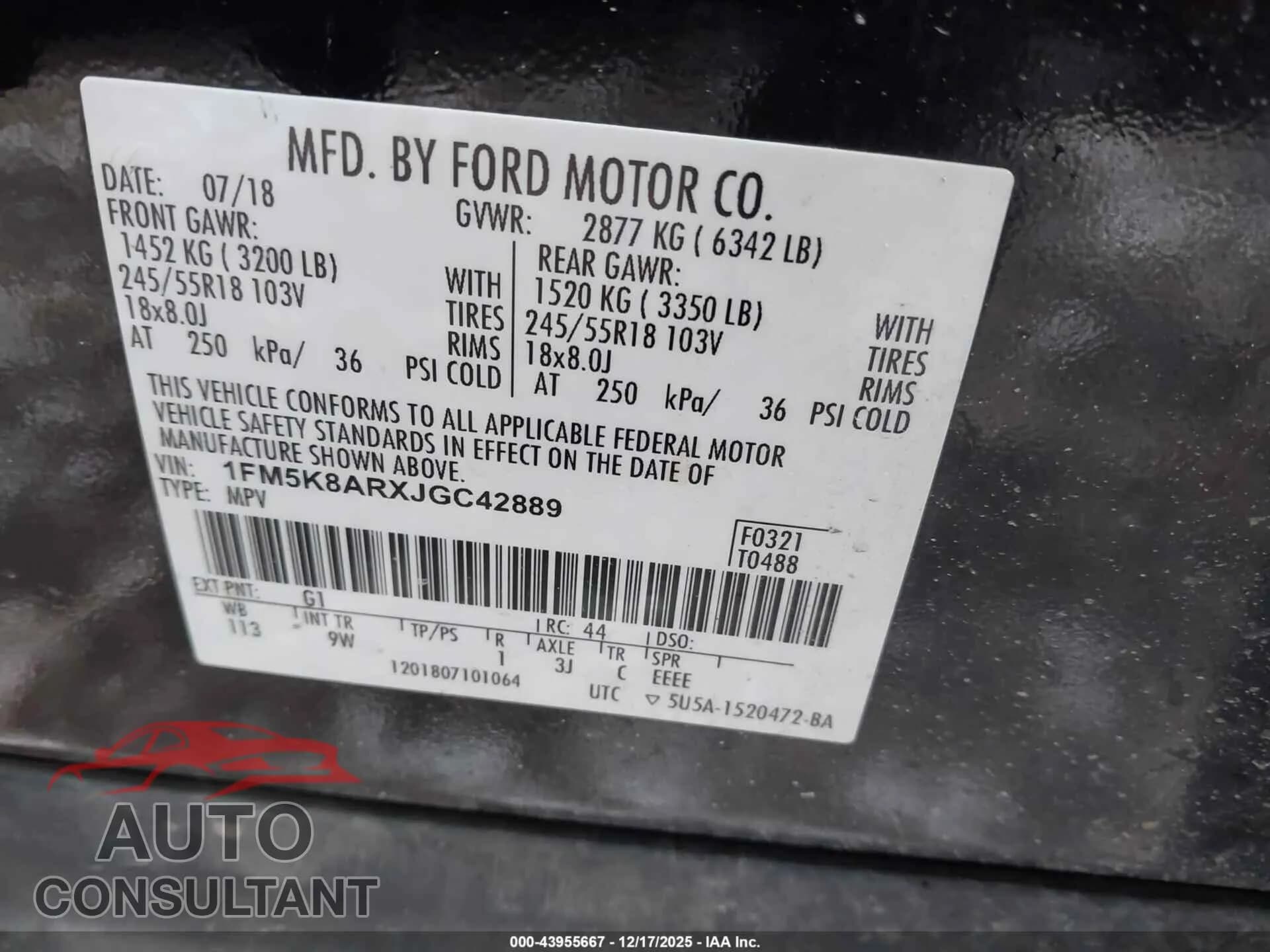 2018 FORD POLICE INTERCEPTOR UTILITY Damaged VIN 1FM5K8ARXJGC42889 – trunk area 2018 FORD POLICE INTERCEPTOR UTILITY Damaged VIN 1FM5K8ARXJGC42889 – trunk area