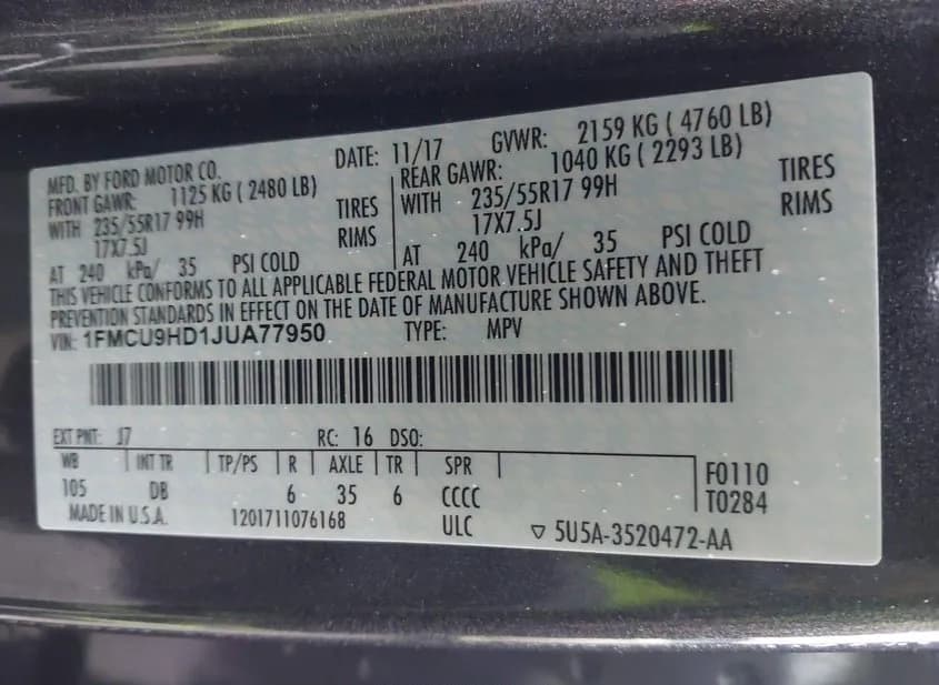 2018 FORD Escape Used VIN 1FMCU9HD1JUA77950 – photo 15 2018 FORD Escape Used VIN 1FMCU9HD1JUA77950 – photo 15