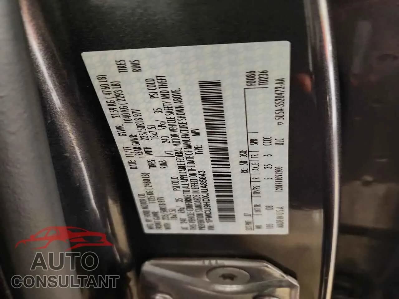 2018 FORD ESCAPE Damaged VIN 1FMCU9HDXJUA85643 – photo 13 2018 FORD ESCAPE Damaged VIN 1FMCU9HDXJUA85643 – photo 13