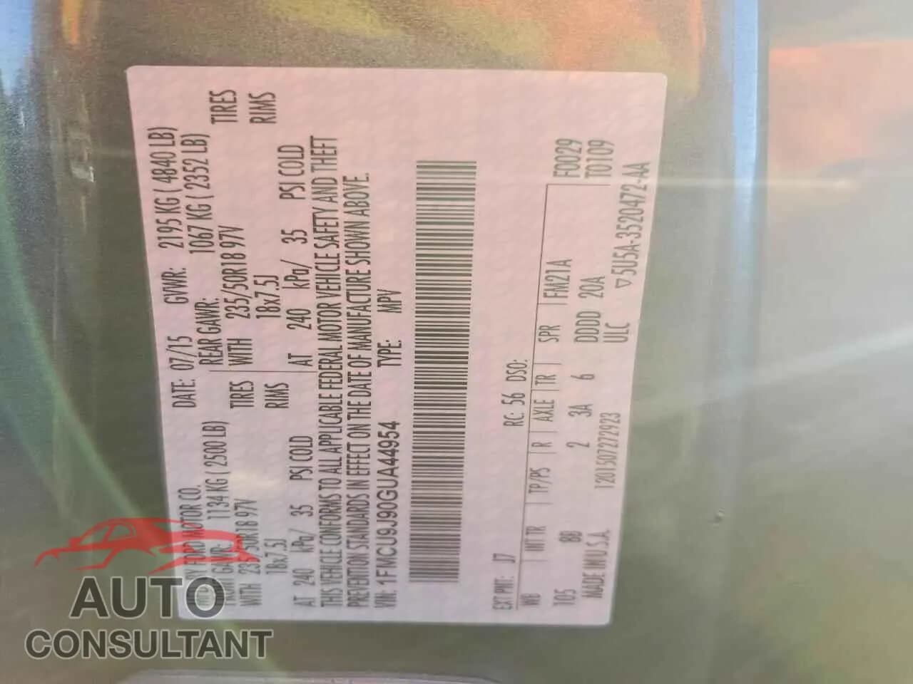 2016 FORD ESCAPE Damaged VIN 1FMCU9J90GUA44954 – photo 12 2016 FORD ESCAPE Damaged VIN 1FMCU9J90GUA44954 – photo 12