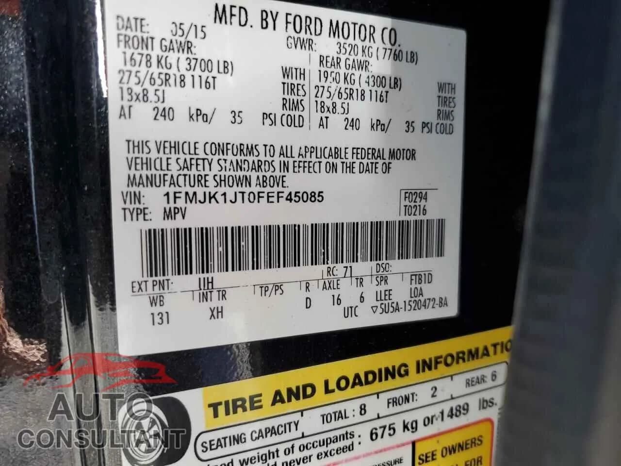 2015 FORD EXPEDITION Damaged VIN 1FMJK1JT0FEF45085 – photo 14 2015 FORD EXPEDITION Damaged VIN 1FMJK1JT0FEF45085 – photo 14