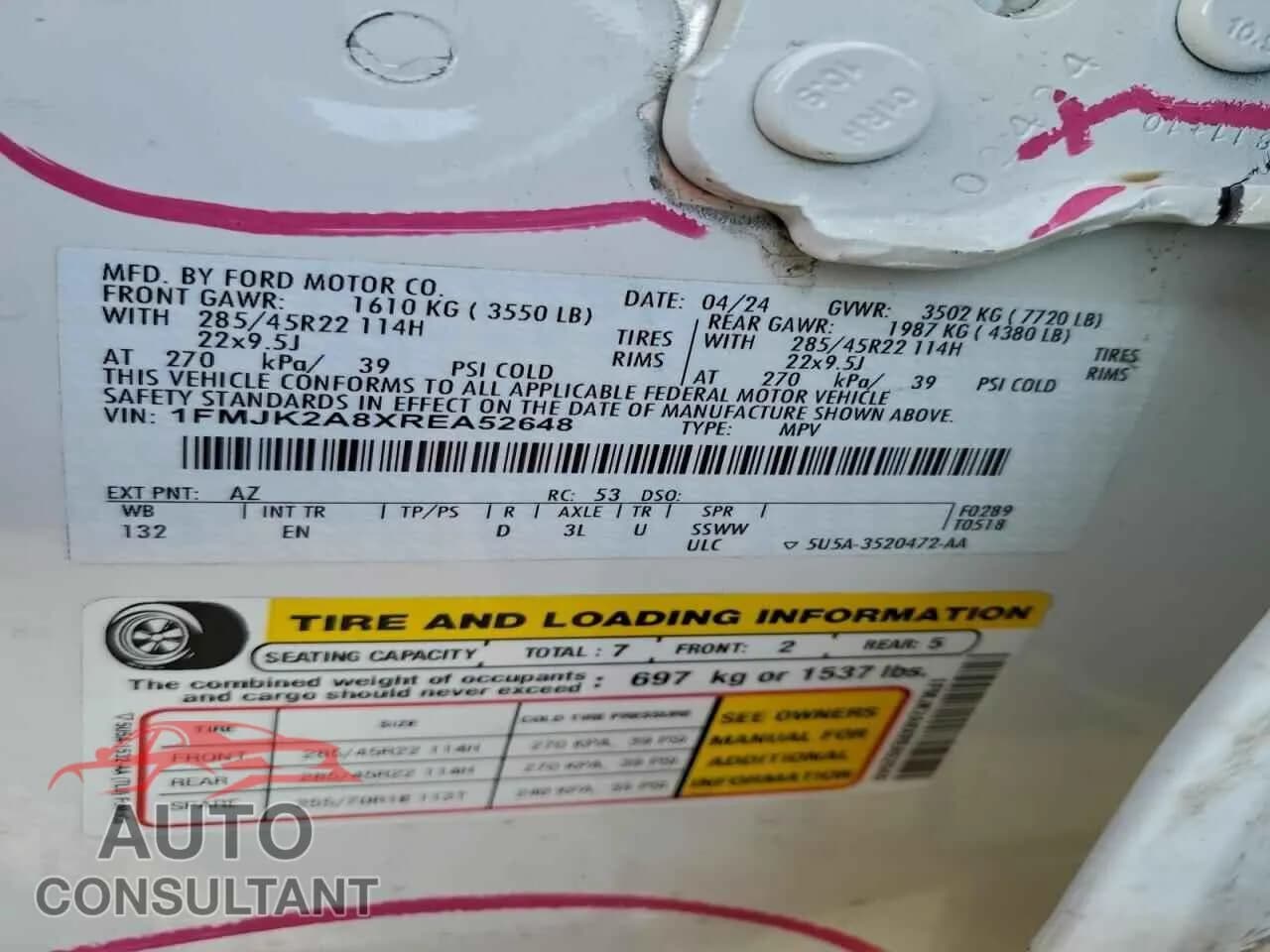 2024 FORD EXPEDITION Damaged VIN 1FMJK2A8XREA52648 – photo 14 2024 FORD EXPEDITION Damaged VIN 1FMJK2A8XREA52648 – photo 14