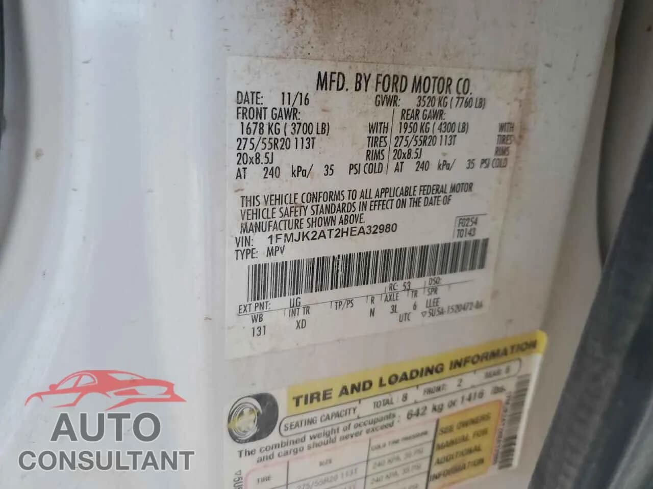 2017 FORD EXPEDITION Damaged VIN 1FMJK2AT2HEA32980 – photo 13 2017 FORD EXPEDITION Damaged VIN 1FMJK2AT2HEA32980 – photo 13