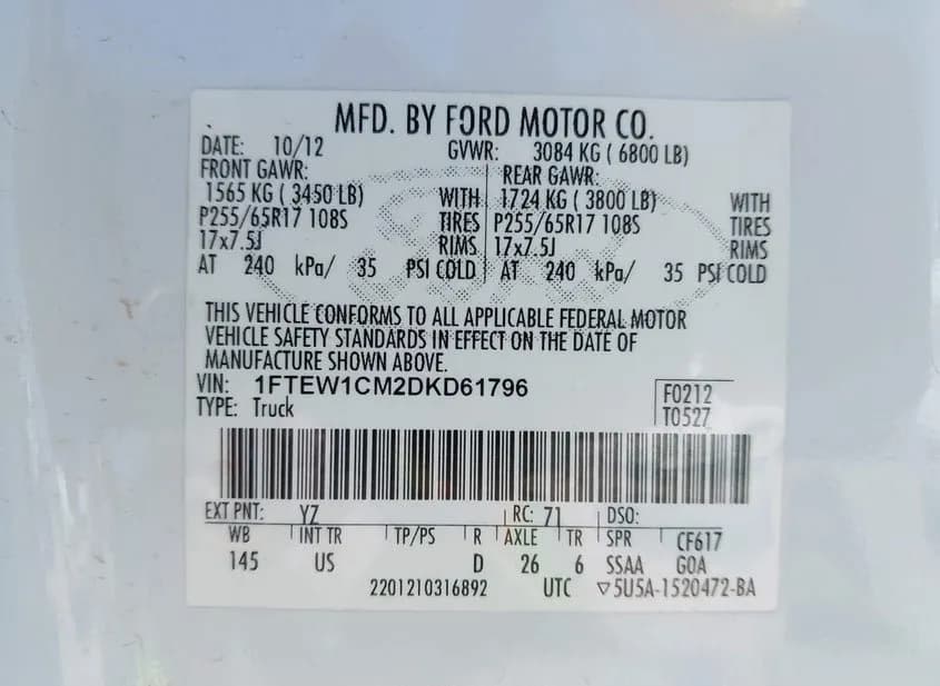 2013 FORD F-150 Used VIN 1FTEW1CM2DKD61796 – photo 14 2013 FORD F-150 Used VIN 1FTEW1CM2DKD61796 – photo 14