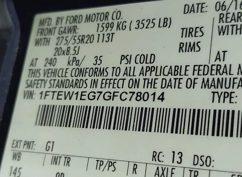 2016 FORD F-150 Used VIN 1FTEW1EG7GFC78014 – front exterior 2016 FORD F-150 Used VIN 1FTEW1EG7GFC78014 – front exterior