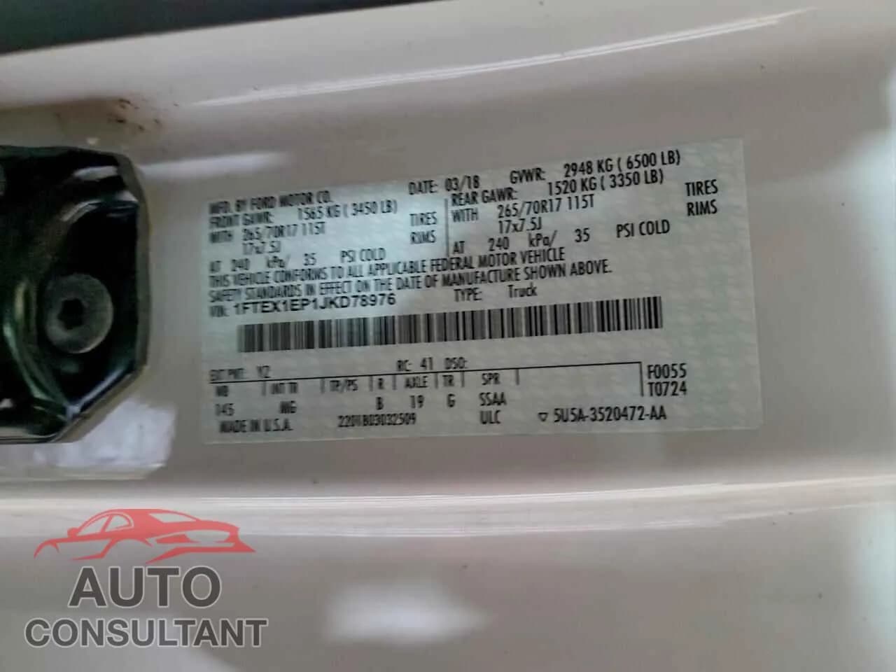 2018 FORD F-150 Damaged VIN 1FTEX1EP1JKD78976 – photo 12 2018 FORD F-150 Damaged VIN 1FTEX1EP1JKD78976 – photo 12