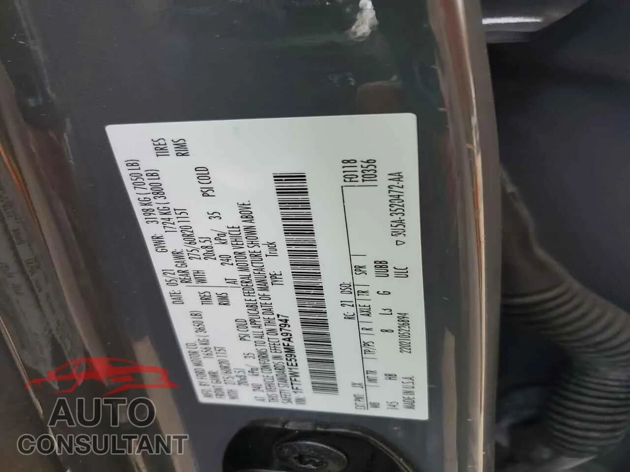 2021 FORD F-150 Damaged VIN 1FTFW1E59MFA97947 – photo 12 2021 FORD F-150 Damaged VIN 1FTFW1E59MFA97947 – photo 12