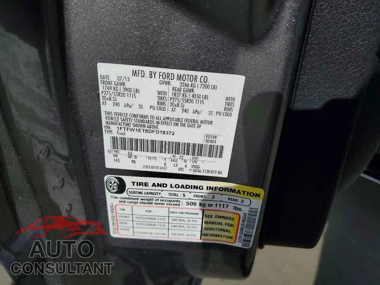 2013 FORD F-150 Damaged VIN 1FTFW1ET8DFD18372 – photo 12 2013 FORD F-150 Damaged VIN 1FTFW1ET8DFD18372 – photo 12