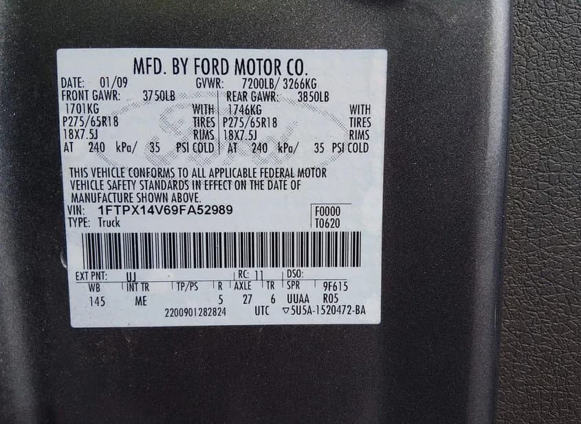 2009 FORD F-150 Used VIN 1FTPX14V69FA52989 – engine bay 2009 FORD F-150 Used VIN 1FTPX14V69FA52989 – engine bay