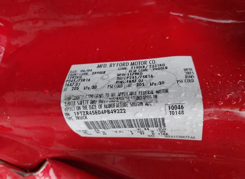 2004 FORD Ranger Used VIN 1FTZR45E04PB49322 – exterior detail 2004 FORD Ranger Used VIN 1FTZR45E04PB49322 – exterior detail