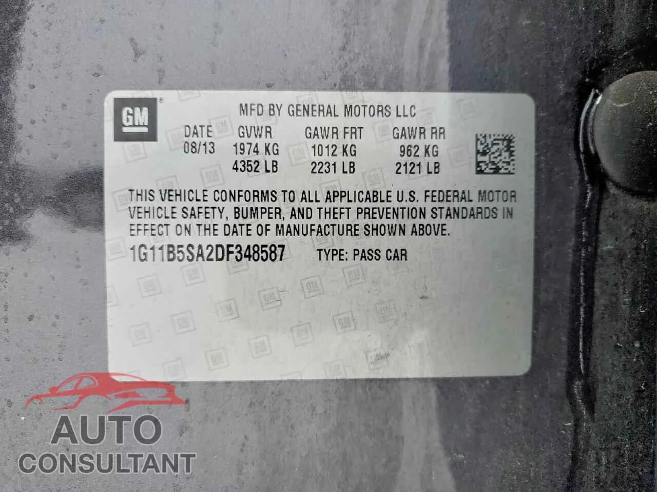 2013 CHEVROLET MALIBU Damaged VIN 1G11B5SA2DF348587 – photo 12 2013 CHEVROLET MALIBU Damaged VIN 1G11B5SA2DF348587 – photo 12