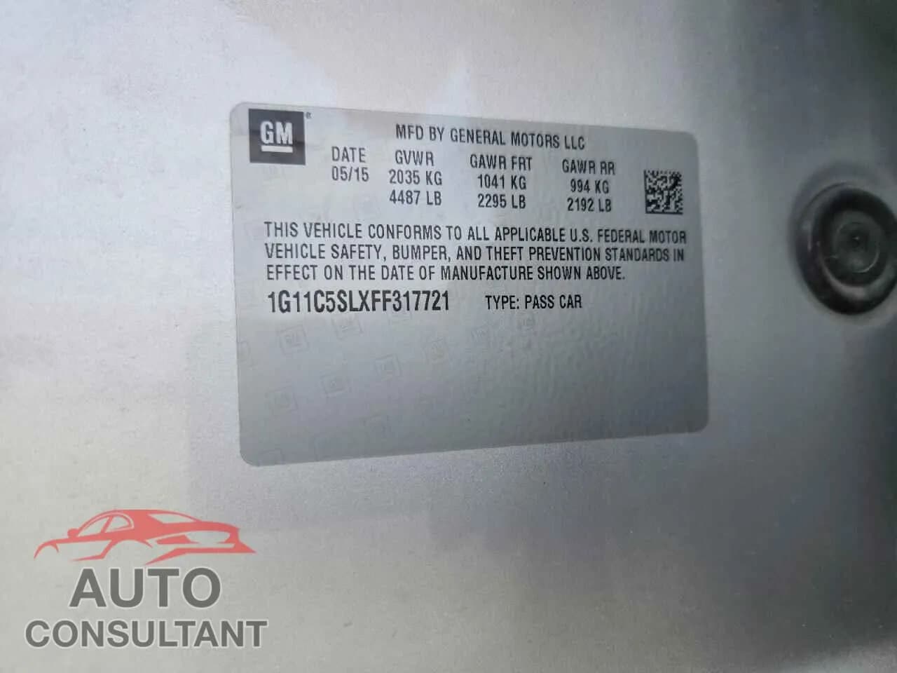 2015 CHEVROLET MALIBU Damaged VIN 1G11C5SLXFF317721 – photo 12 2015 CHEVROLET MALIBU Damaged VIN 1G11C5SLXFF317721 – photo 12