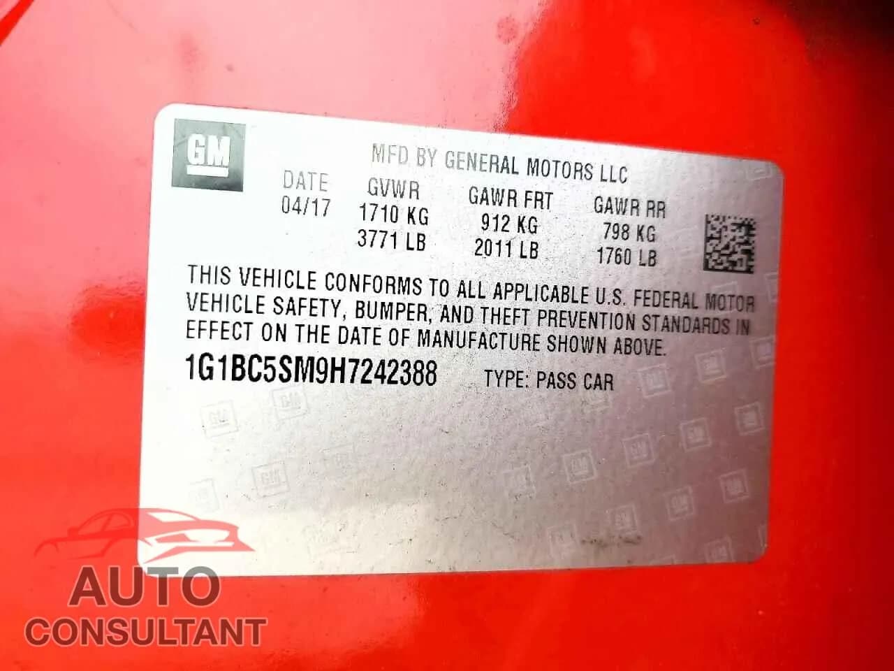 2017 CHEVROLET CRUZE Damaged VIN 1G1BC5SM9H7242388 – photo 12 2017 CHEVROLET CRUZE Damaged VIN 1G1BC5SM9H7242388 – photo 12