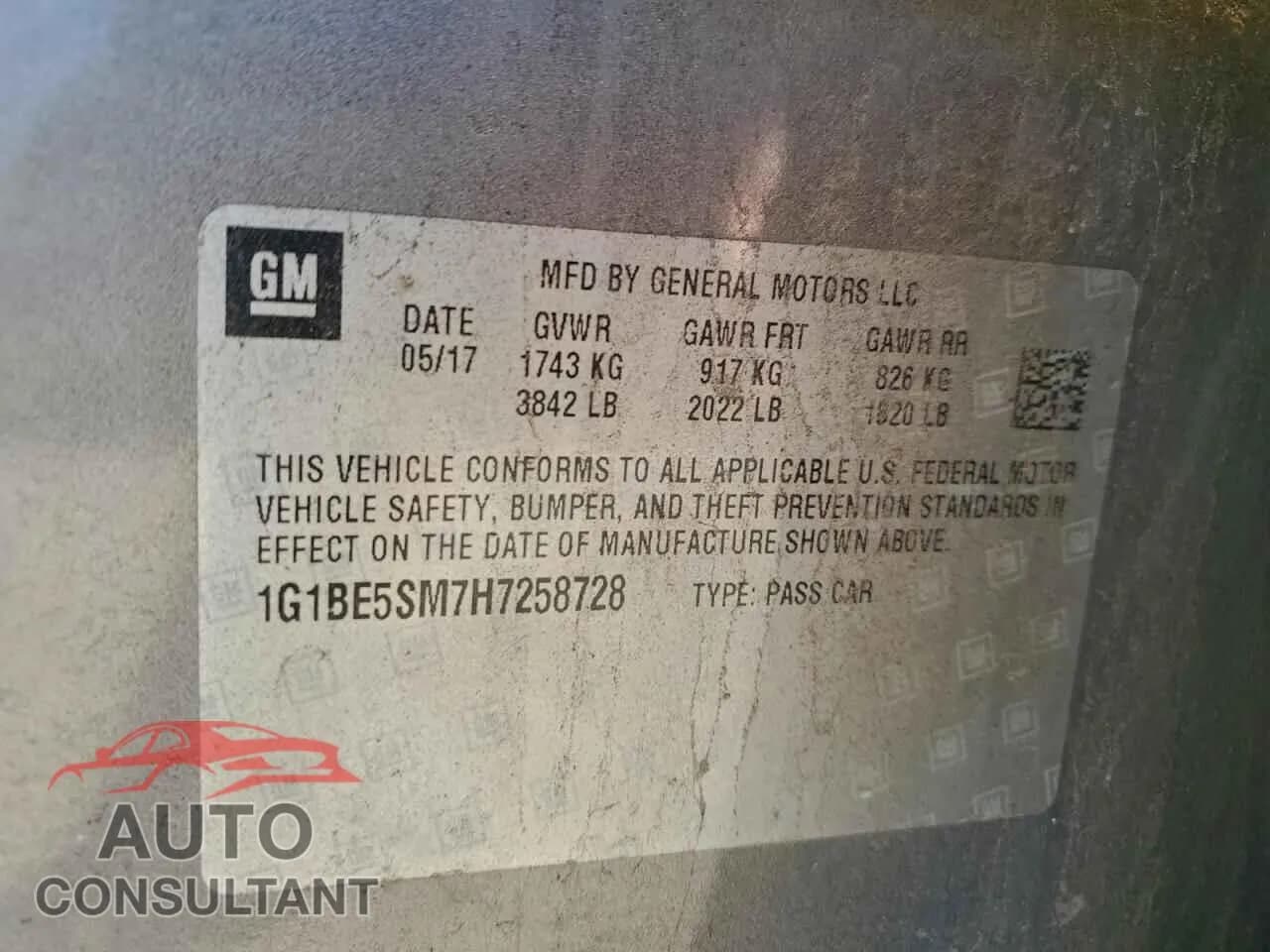 2017 CHEVROLET CRUZE Damaged VIN 1G1BE5SM7H7258728 – photo 12 2017 CHEVROLET CRUZE Damaged VIN 1G1BE5SM7H7258728 – photo 12