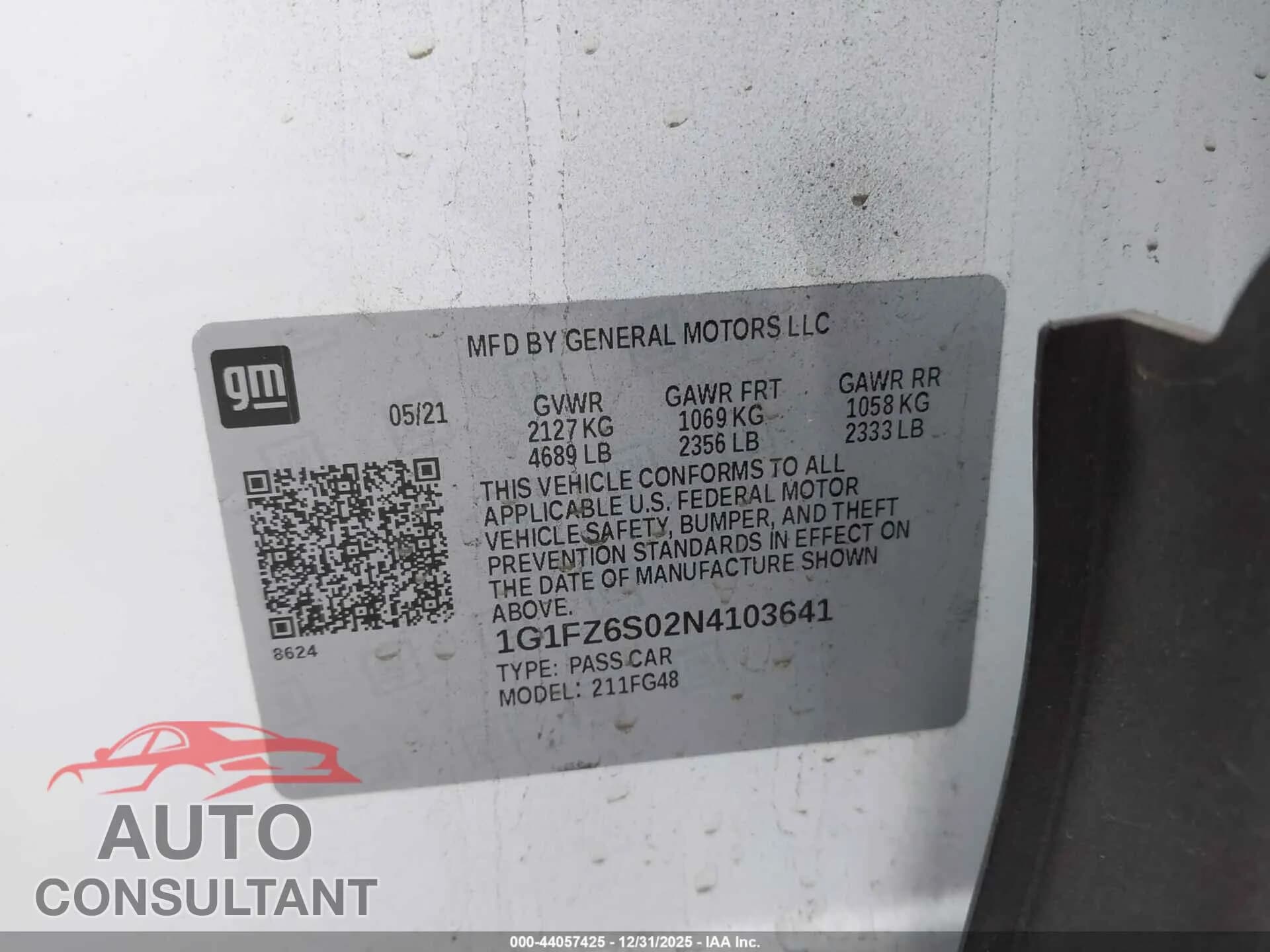2022 CHEVROLET BOLT EUV Damaged VIN 1G1FZ6S02N4103641 – trunk area 2022 CHEVROLET BOLT EUV Damaged VIN 1G1FZ6S02N4103641 – trunk area