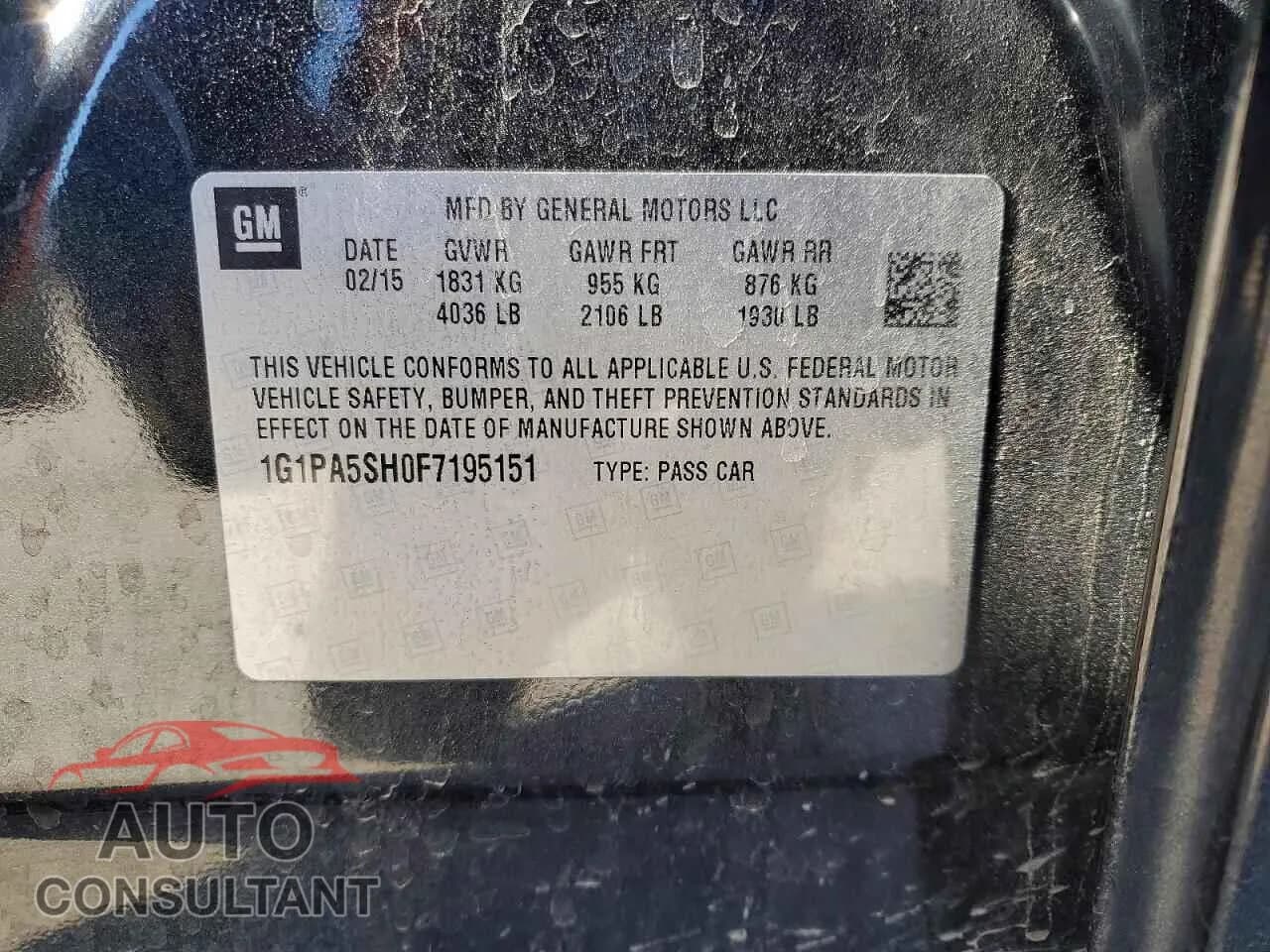 2015 CHEVROLET CRUZE Damaged VIN 1G1PA5SH0F7195151 – photo 12 2015 CHEVROLET CRUZE Damaged VIN 1G1PA5SH0F7195151 – photo 12