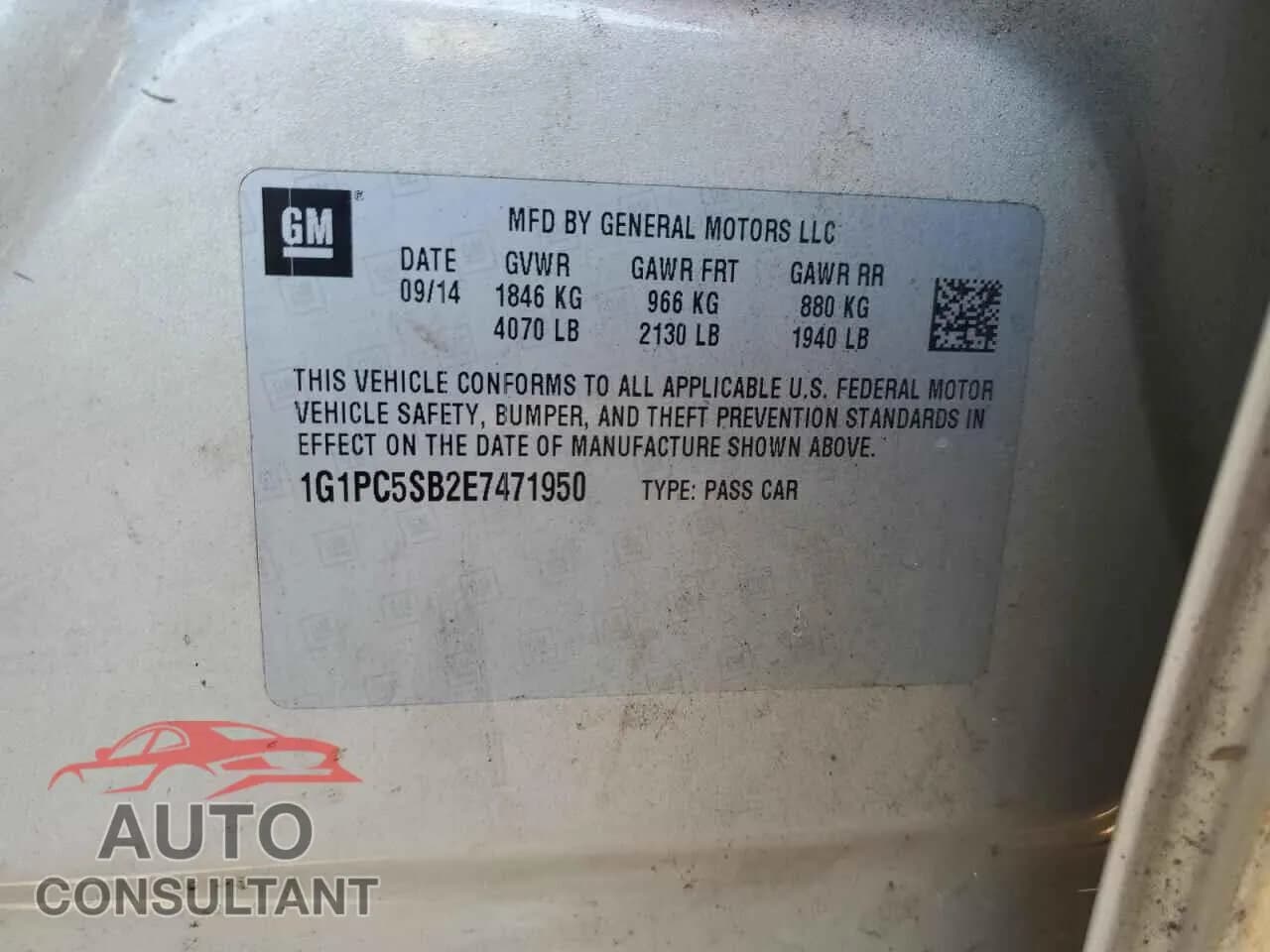 2014 CHEVROLET CRUZE Damaged VIN 1G1PC5SB2E7471950 – photo 12 2014 CHEVROLET CRUZE Damaged VIN 1G1PC5SB2E7471950 – photo 12