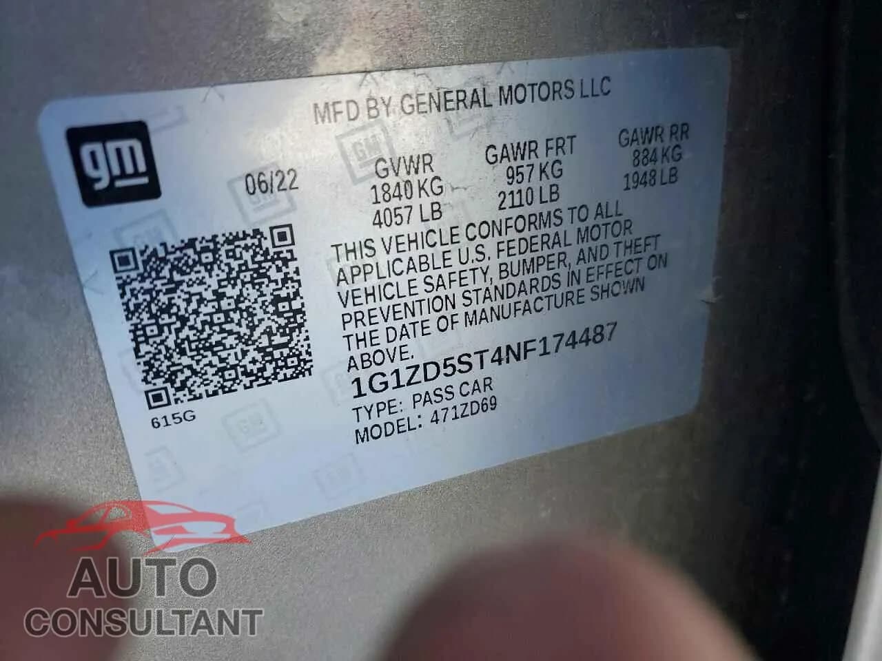 2022 CHEVROLET MALIBU Damaged VIN 1G1ZD5ST4NF174487 – photo 13 2022 CHEVROLET MALIBU Damaged VIN 1G1ZD5ST4NF174487 – photo 13