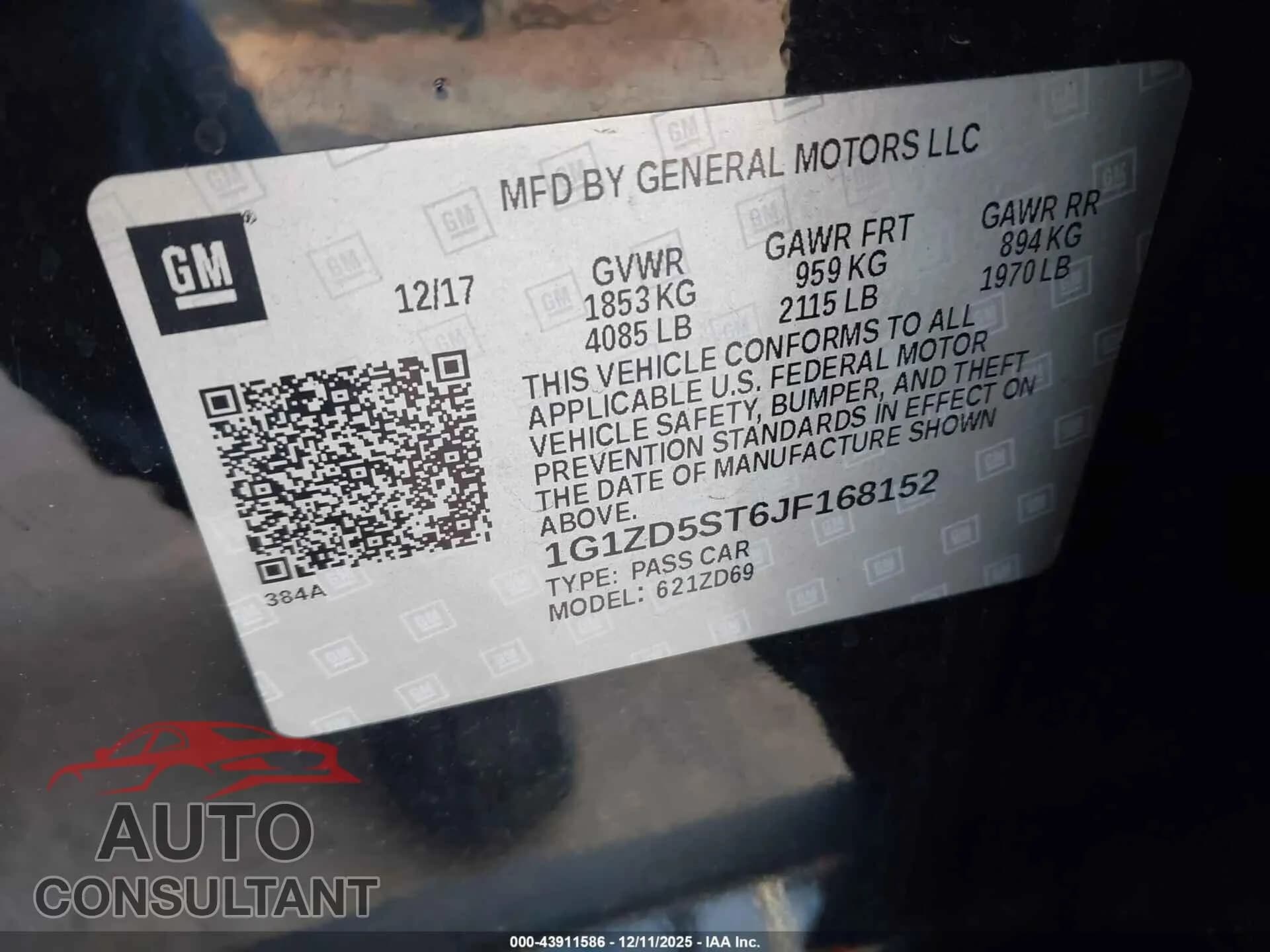 2018 CHEVROLET MALIBU Damaged VIN 1G1ZD5ST6JF168152 – trunk area 2018 CHEVROLET MALIBU Damaged VIN 1G1ZD5ST6JF168152 – trunk area