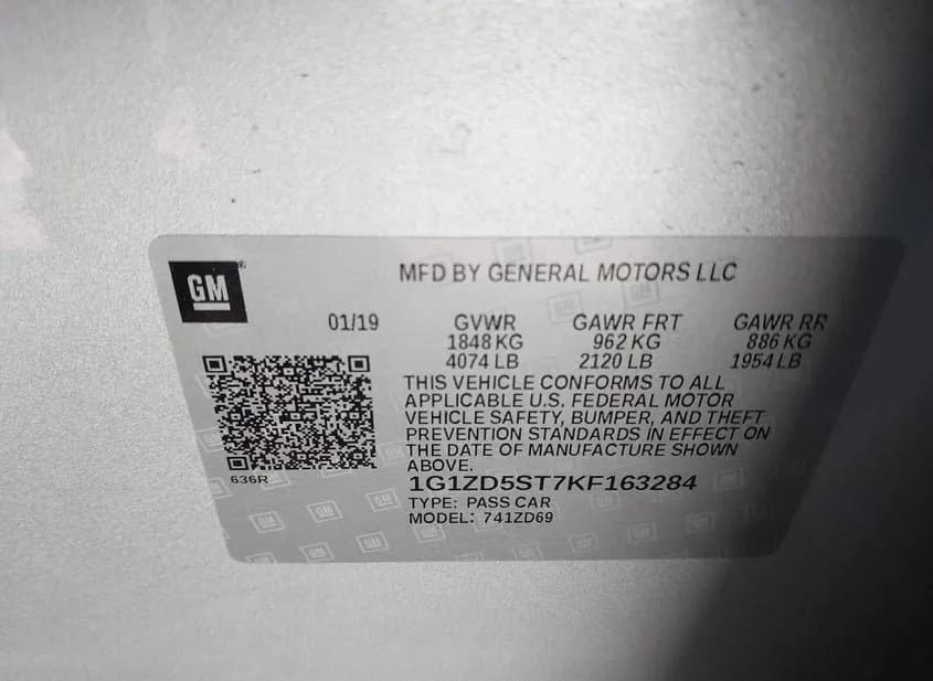 2019 CHEVROLET Malibu Used VIN 1G1ZD5ST7KF163284 – photo 11 2019 CHEVROLET Malibu Used VIN 1G1ZD5ST7KF163284 – photo 11