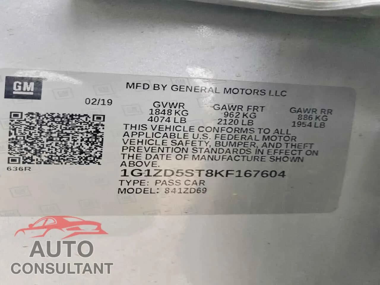 2019 CHEVROLET MALIBU Damaged VIN 1G1ZD5ST8KF167604 – photo 12 2019 CHEVROLET MALIBU Damaged VIN 1G1ZD5ST8KF167604 – photo 12