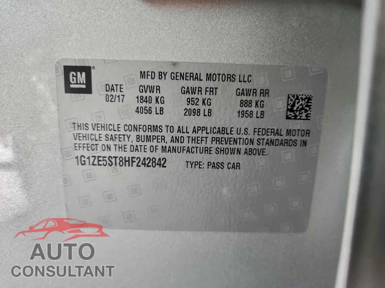 2017 CHEVROLET MALIBU Damaged VIN 1G1ZE5ST8HF242842 – photo 13 2017 CHEVROLET MALIBU Damaged VIN 1G1ZE5ST8HF242842 – photo 13