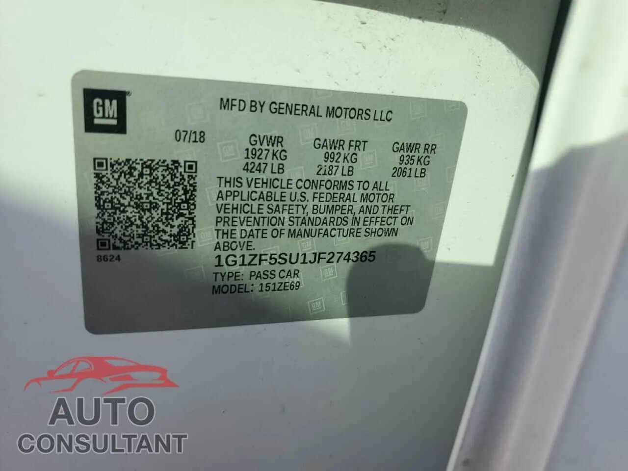 2018 CHEVROLET MALIBU Damaged VIN 1G1ZF5SU1JF274365 – photo 12 2018 CHEVROLET MALIBU Damaged VIN 1G1ZF5SU1JF274365 – photo 12