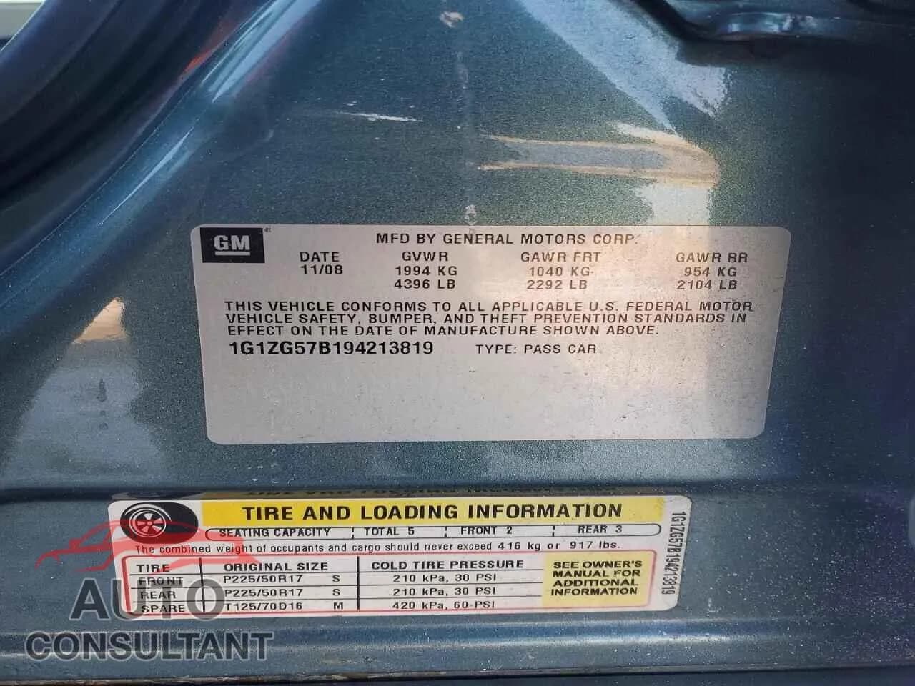 2009 CHEVROLET MALIBU Damaged VIN 1G1ZG57B194213819 – photo 12 2009 CHEVROLET MALIBU Damaged VIN 1G1ZG57B194213819 – photo 12