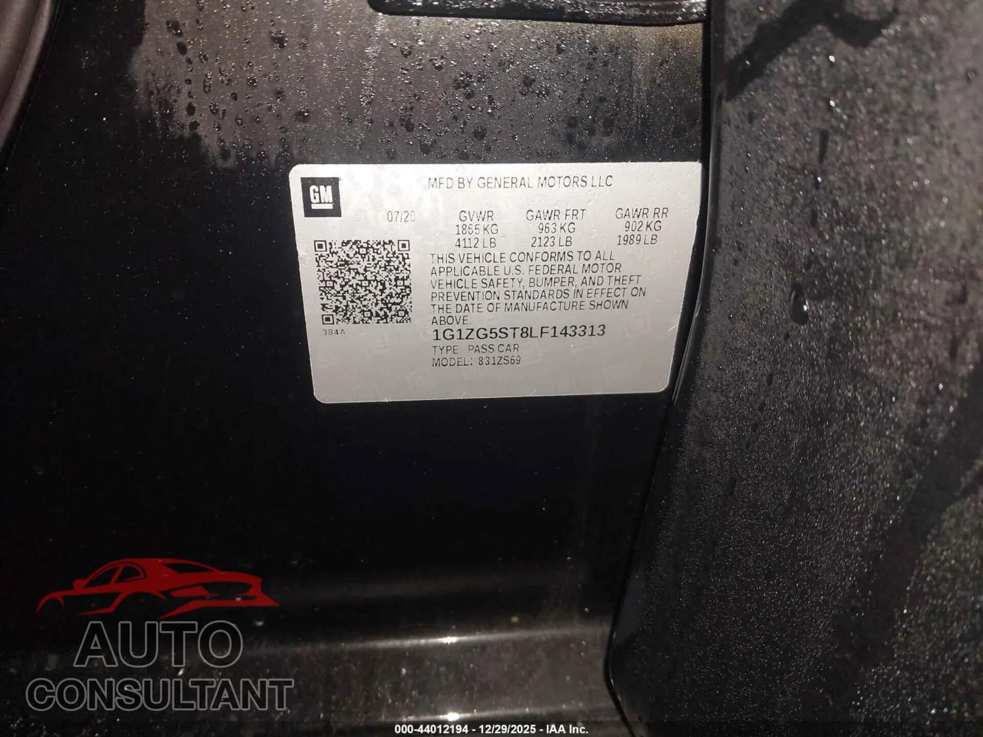 2020 CHEVROLET MALIBU Damaged VIN 1G1ZG5ST8LF143313 – undercarriage 2020 CHEVROLET MALIBU Damaged VIN 1G1ZG5ST8LF143313 – undercarriage