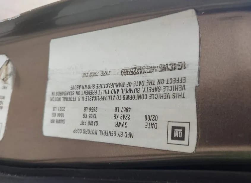 2000 BUICK Park Avenue Used VIN 1G4CW54K5Y4225969 – odometer reading 2000 BUICK Park Avenue Used VIN 1G4CW54K5Y4225969 – odometer reading