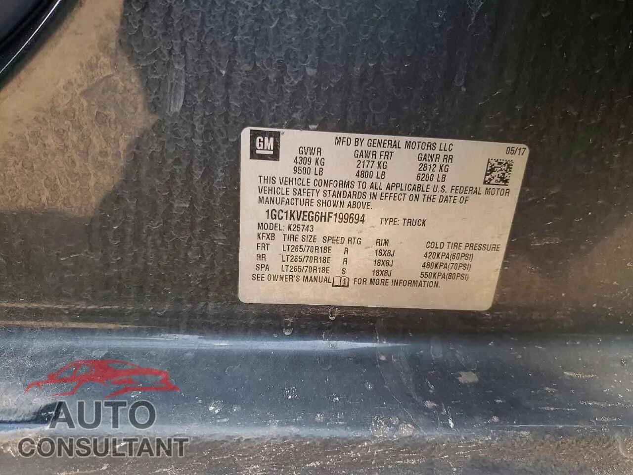 2017 CHEVROLET ALL Models Damaged VIN 1GC1KVEG6HF199694 – photo 13 2017 CHEVROLET ALL Models Damaged VIN 1GC1KVEG6HF199694 – photo 13