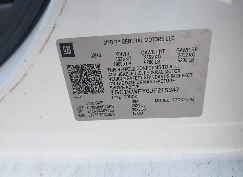 2018 CHEVROLET Silverado Used VIN 1GC1KWEY6JF215347 – rear exterior 2018 CHEVROLET Silverado Used VIN 1GC1KWEY6JF215347 – rear exterior
