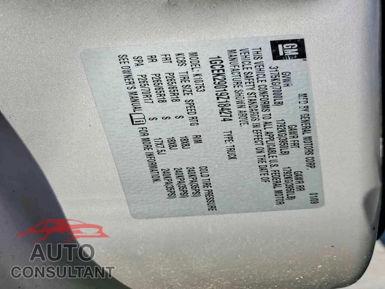 2009 CHEVROLET ALL Models Damaged VIN 1GCEK29019Z184274 – photo 12 2009 CHEVROLET ALL Models Damaged VIN 1GCEK29019Z184274 – photo 12