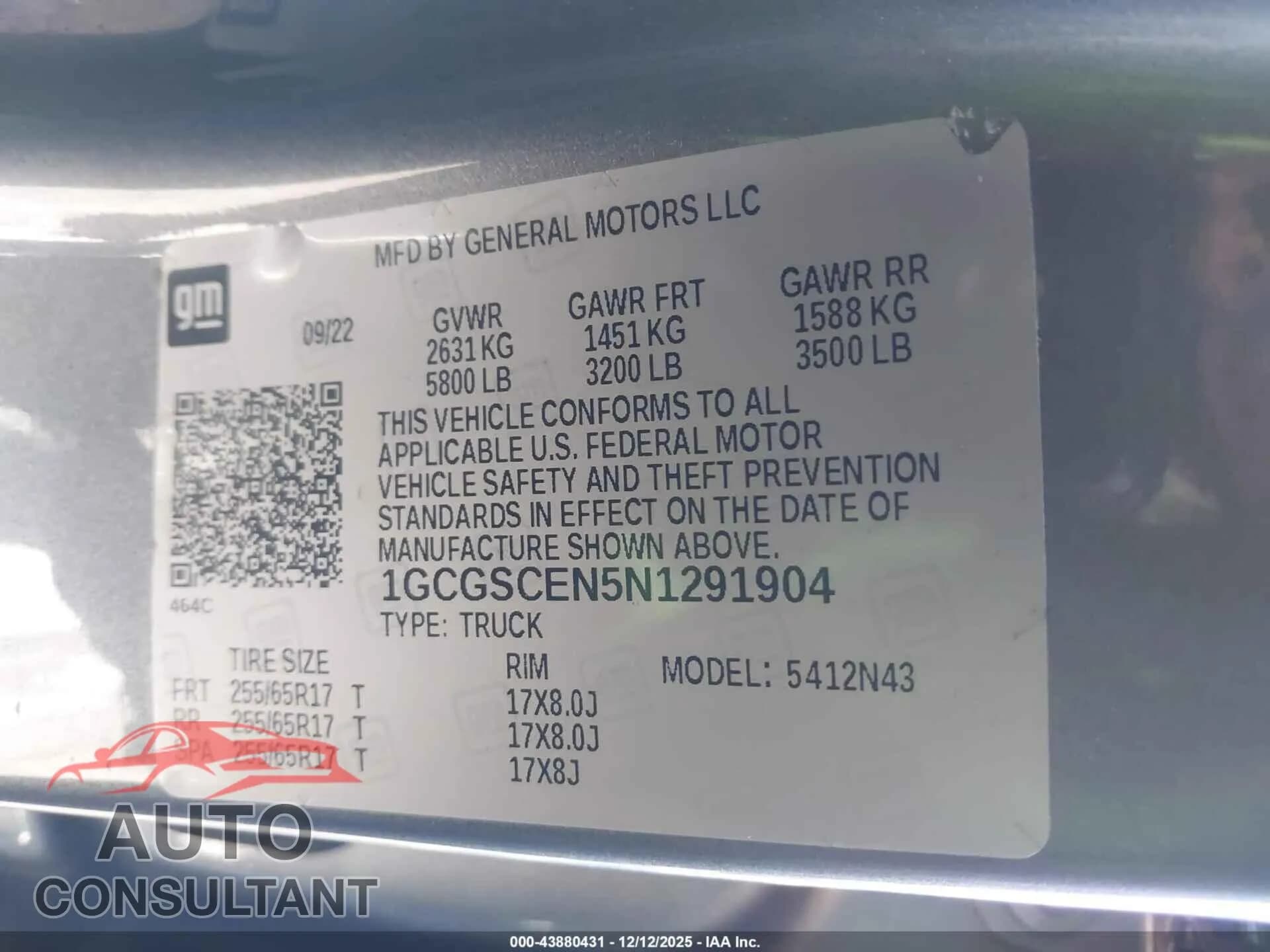 2022 CHEVROLET COLORADO Damaged VIN 1GCGSCEN5N1291904 – trunk area 2022 CHEVROLET COLORADO Damaged VIN 1GCGSCEN5N1291904 – trunk area