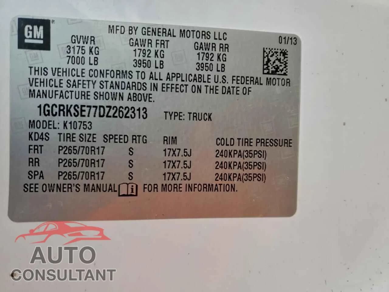 2013 CHEVROLET ALL Models Damaged VIN 1GCRKSE77DZ262313 – photo 12 2013 CHEVROLET ALL Models Damaged VIN 1GCRKSE77DZ262313 – photo 12