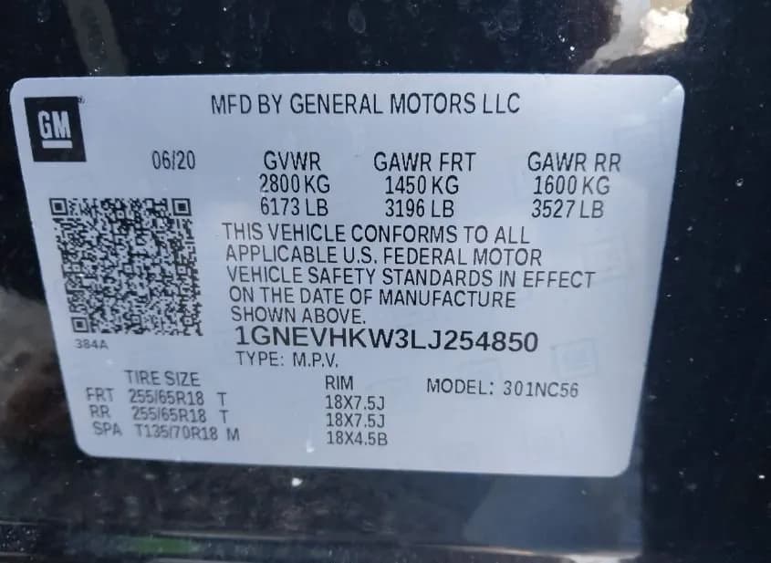 2020 CHEVROLET Traverse Used VIN 1GNEVHKW3LJ254850 – photo 14 2020 CHEVROLET Traverse Used VIN 1GNEVHKW3LJ254850 – photo 14