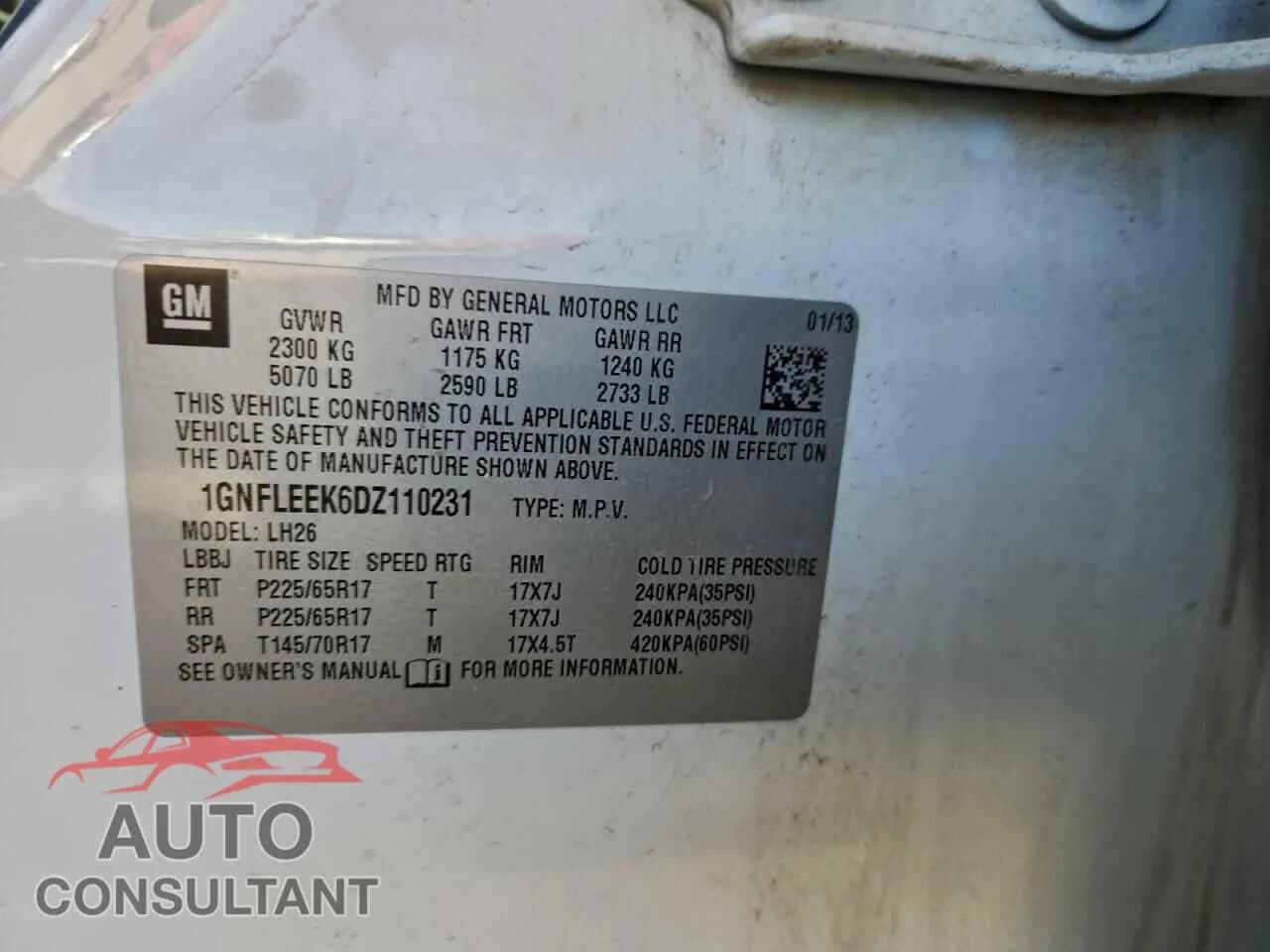 2013 CHEVROLET EQUINOX Damaged VIN 1GNFLEEK6DZ110231 – photo 13 2013 CHEVROLET EQUINOX Damaged VIN 1GNFLEEK6DZ110231 – photo 13