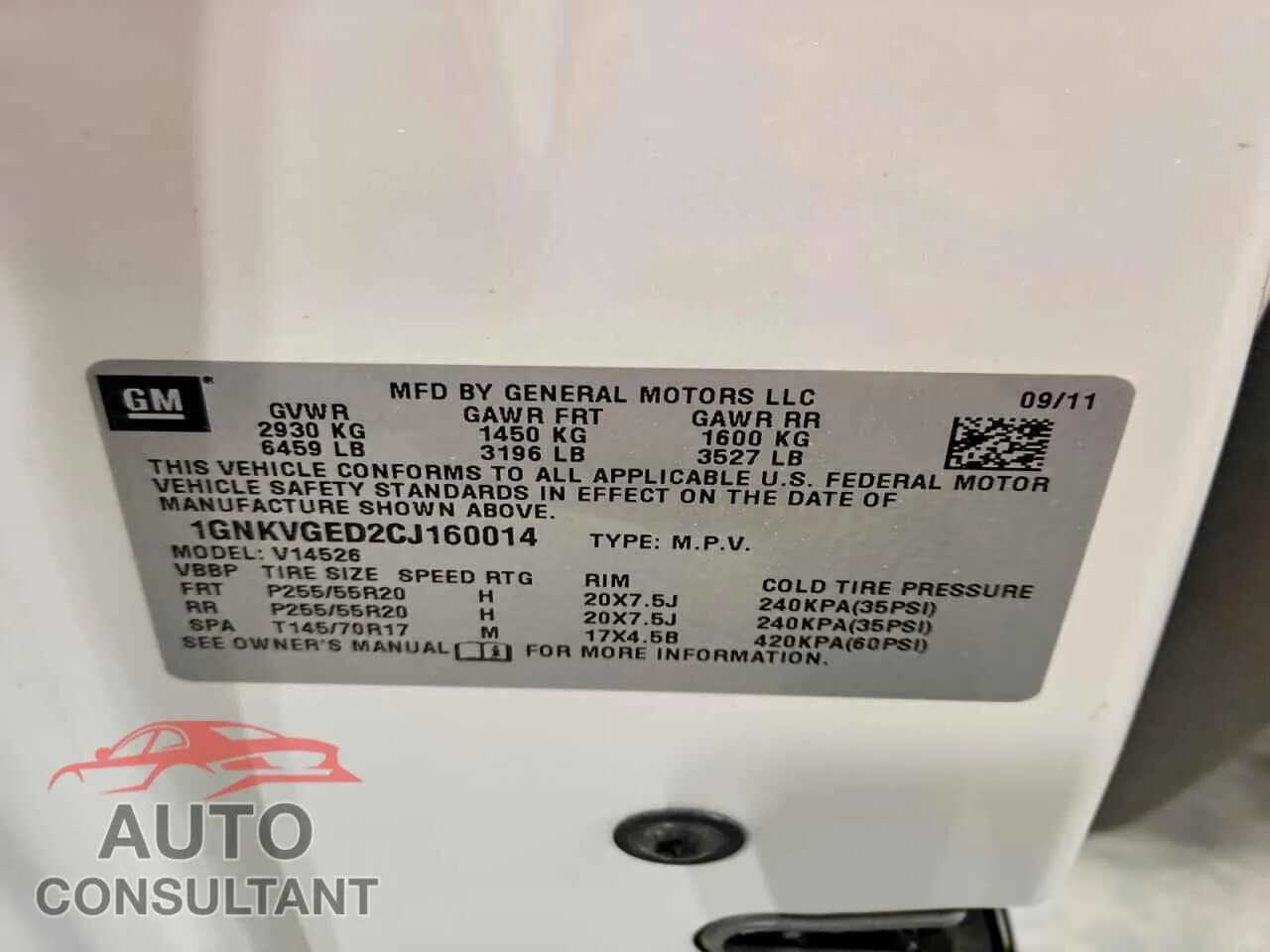 2012 CHEVROLET TRAVERSE Damaged VIN 1GNKVGED2CJ160014 – photo 13 2012 CHEVROLET TRAVERSE Damaged VIN 1GNKVGED2CJ160014 – photo 13