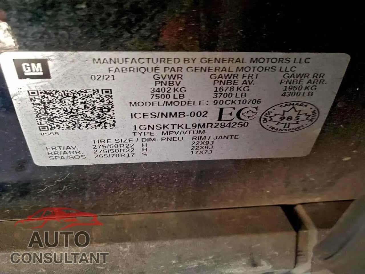 2021 CHEVROLET TAHOE Damaged VIN 1GNSKTKL9MR284250 – photo 13 2021 CHEVROLET TAHOE Damaged VIN 1GNSKTKL9MR284250 – photo 13