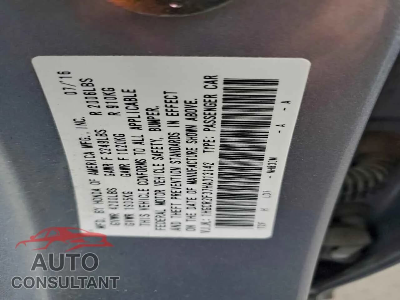 2017 HONDA ACCORD Damaged VIN 1HGCR2F37HA013142 – photo 13 2017 HONDA ACCORD Damaged VIN 1HGCR2F37HA013142 – photo 13