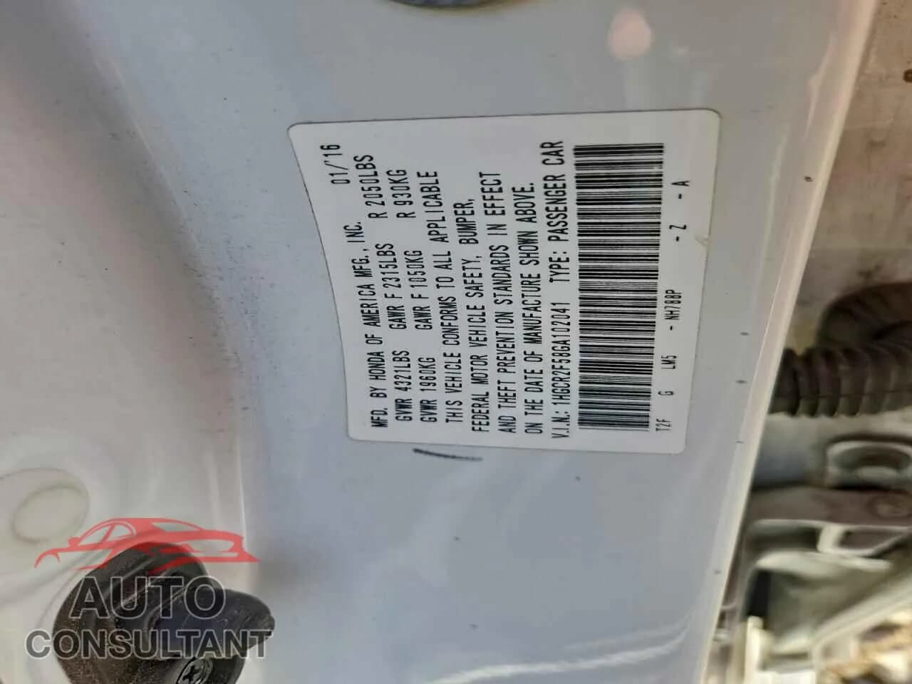 2016 HONDA ACCORD Damaged VIN 1HGCR2F58GA102041 – photo 13 2016 HONDA ACCORD Damaged VIN 1HGCR2F58GA102041 – photo 13